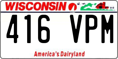 WI license plate 416VPM
