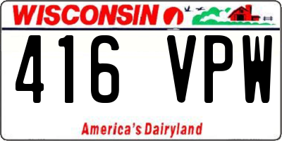WI license plate 416VPW