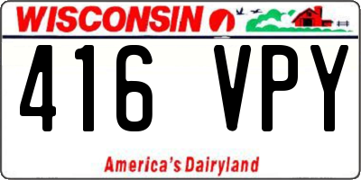 WI license plate 416VPY