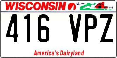 WI license plate 416VPZ