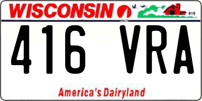 WI license plate 416VRA