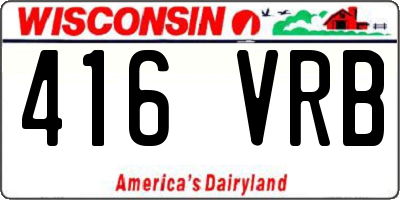 WI license plate 416VRB