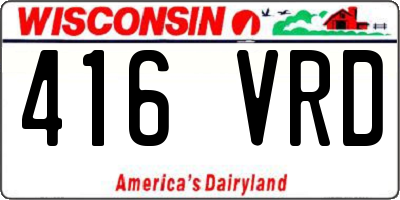WI license plate 416VRD