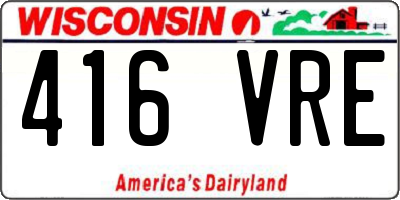 WI license plate 416VRE