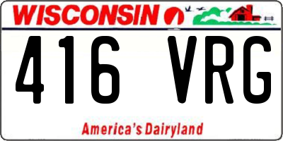 WI license plate 416VRG