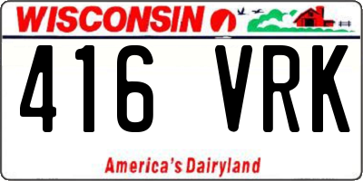 WI license plate 416VRK