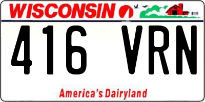 WI license plate 416VRN