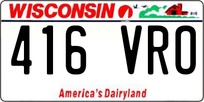 WI license plate 416VRO