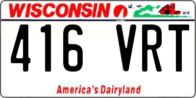 WI license plate 416VRT
