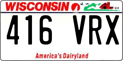 WI license plate 416VRX