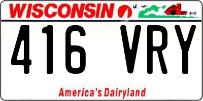 WI license plate 416VRY