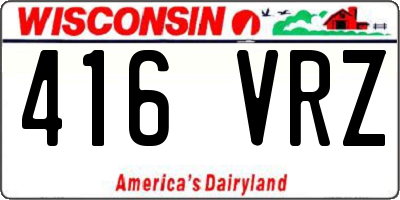 WI license plate 416VRZ