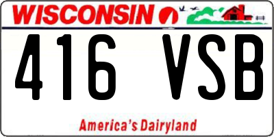 WI license plate 416VSB