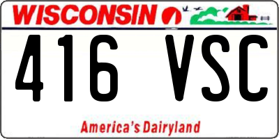 WI license plate 416VSC