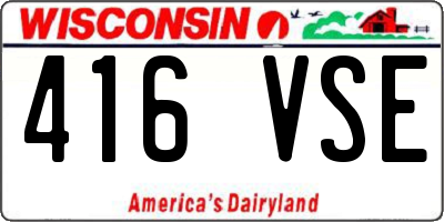 WI license plate 416VSE