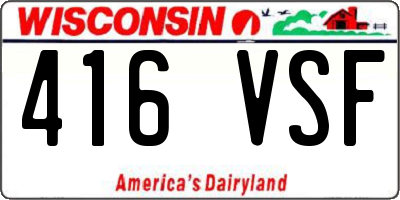 WI license plate 416VSF