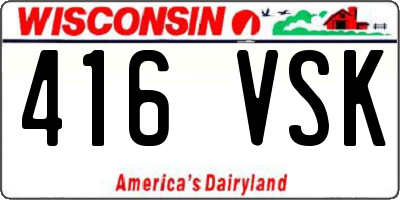 WI license plate 416VSK