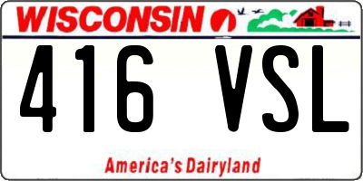 WI license plate 416VSL