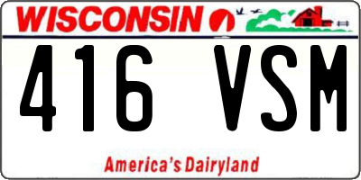WI license plate 416VSM