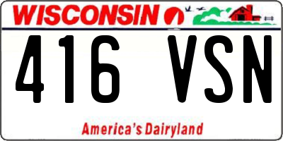 WI license plate 416VSN