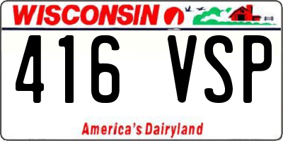WI license plate 416VSP