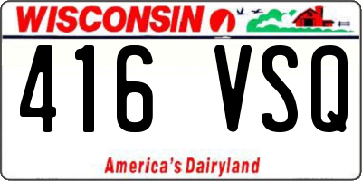 WI license plate 416VSQ
