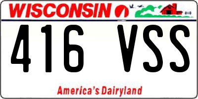 WI license plate 416VSS