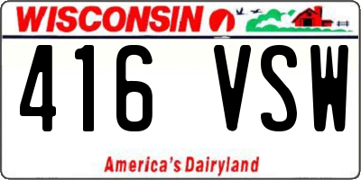 WI license plate 416VSW