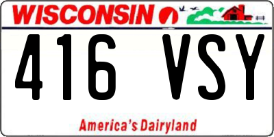 WI license plate 416VSY