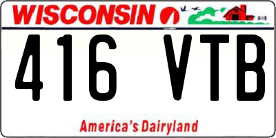 WI license plate 416VTB