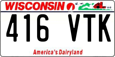 WI license plate 416VTK
