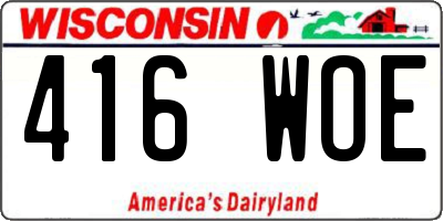 WI license plate 416WOE