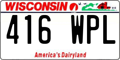 WI license plate 416WPL
