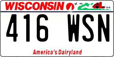 WI license plate 416WSN