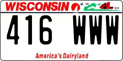 WI license plate 416WWW