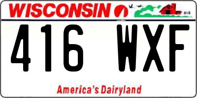 WI license plate 416WXF