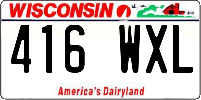 WI license plate 416WXL