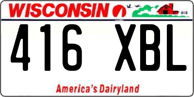 WI license plate 416XBL