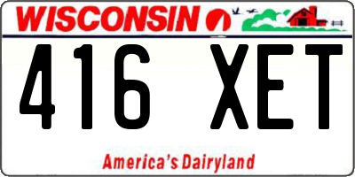 WI license plate 416XET