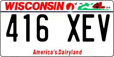 WI license plate 416XEV