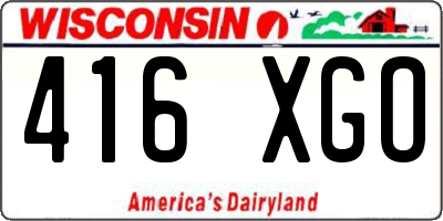 WI license plate 416XGO