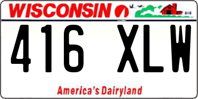 WI license plate 416XLW