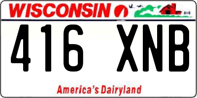 WI license plate 416XNB