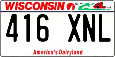WI license plate 416XNL