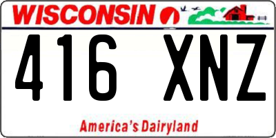 WI license plate 416XNZ
