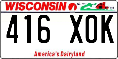 WI license plate 416XOK