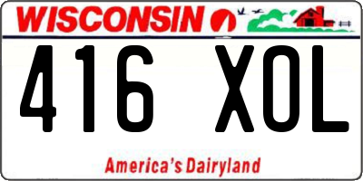 WI license plate 416XOL
