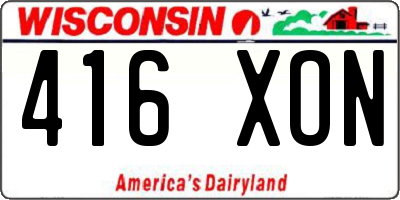 WI license plate 416XON