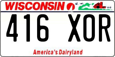 WI license plate 416XOR