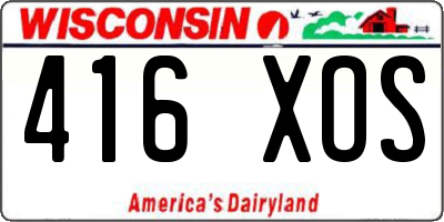 WI license plate 416XOS
